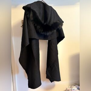 Mackage Black Wrap with Fur Trim